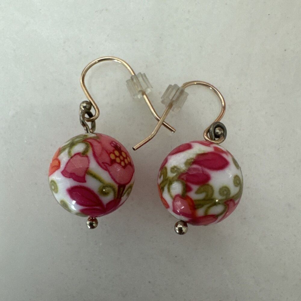 Vera Bradley Women's Vintage Ceramic  Pink Gold Plated Hook Earring